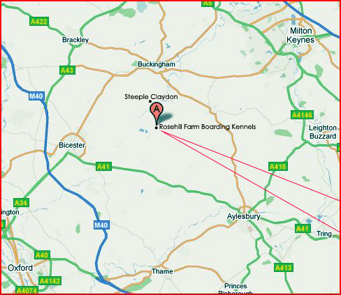 Rosehill Farm Boarding Kennels Location Map